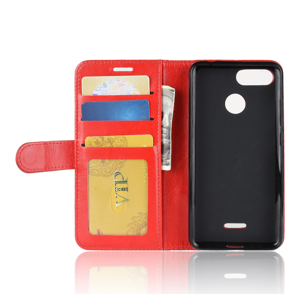 Crazy Horse Wallet Leather Stand Case for Xiaomi Redmi 6 (Dual Camera: 12MP+5MP)