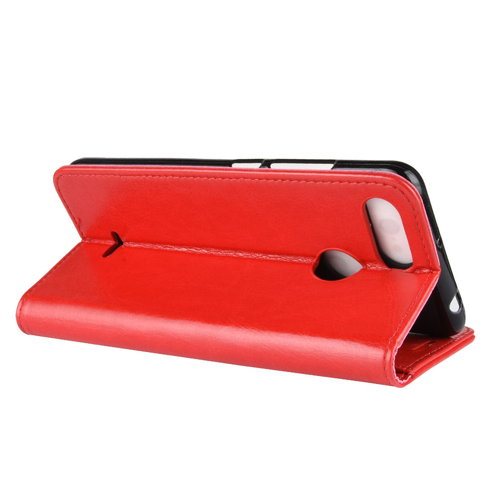 Crazy Horse Wallet Leather Stand Case for Xiaomi Redmi 6 (Dual Camera: 12MP+5MP)
