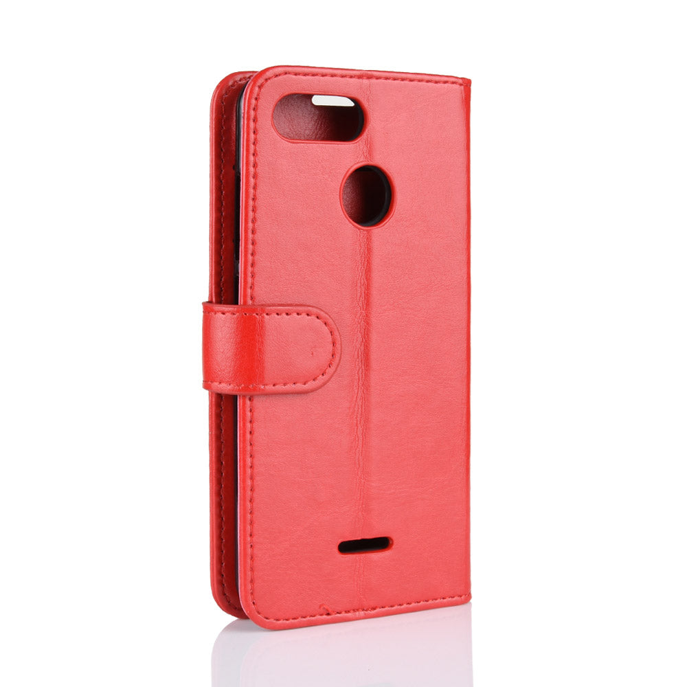 Crazy Horse Wallet Leather Stand Case for Xiaomi Redmi 6 (Dual Camera: 12MP+5MP)