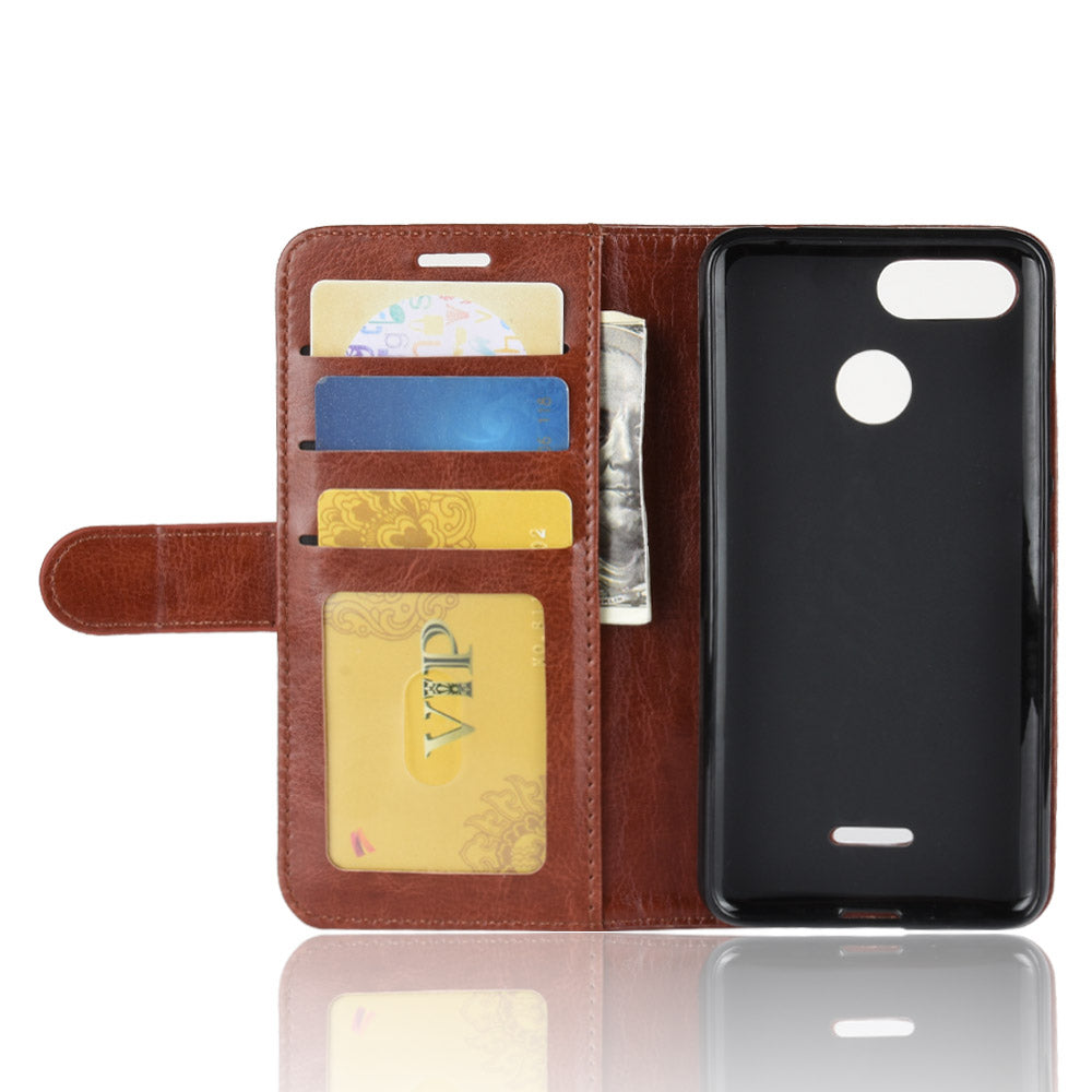 Crazy Horse Wallet Leather Stand Case for Xiaomi Redmi 6 (Dual Camera: 12MP+5MP)