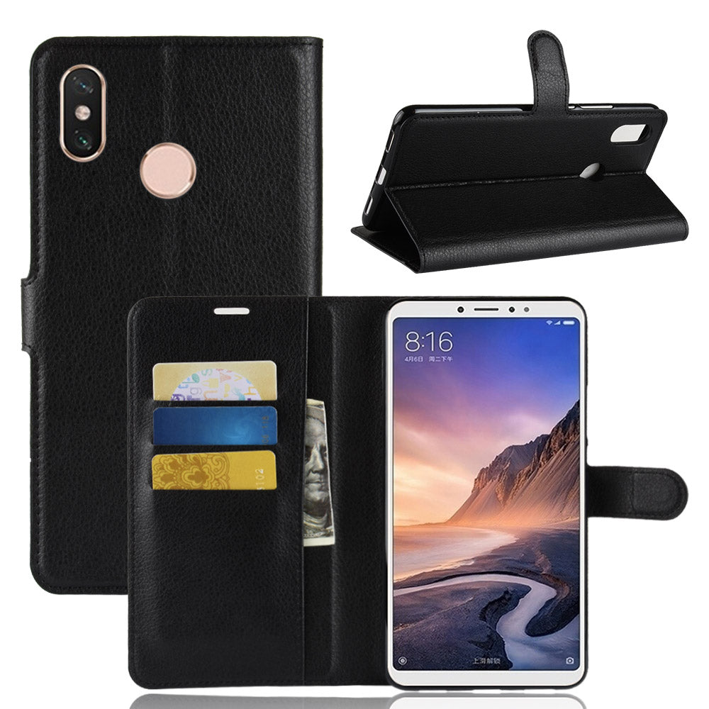 Litchi Skin Wallet Leather Stand Case for Xiaomi Mi Max 3