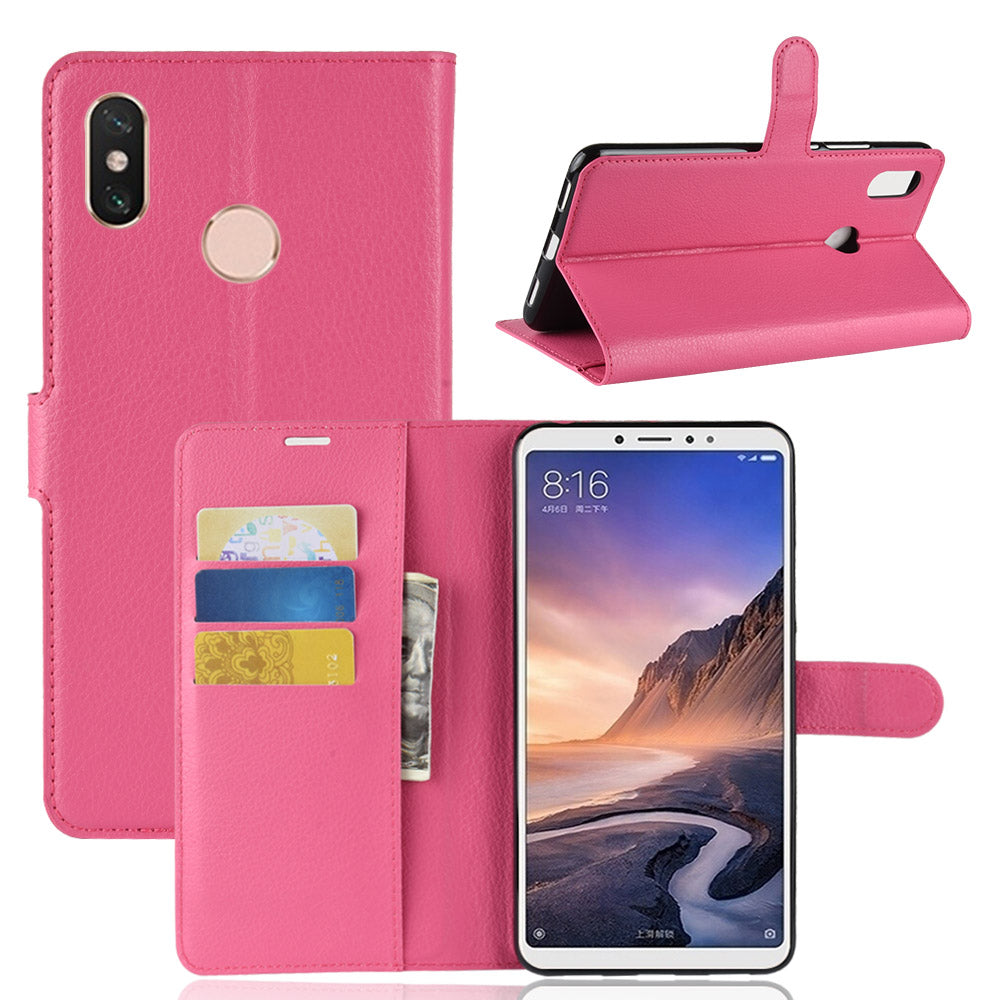 Litchi Skin Wallet Leather Stand Case for Xiaomi Mi Max 3