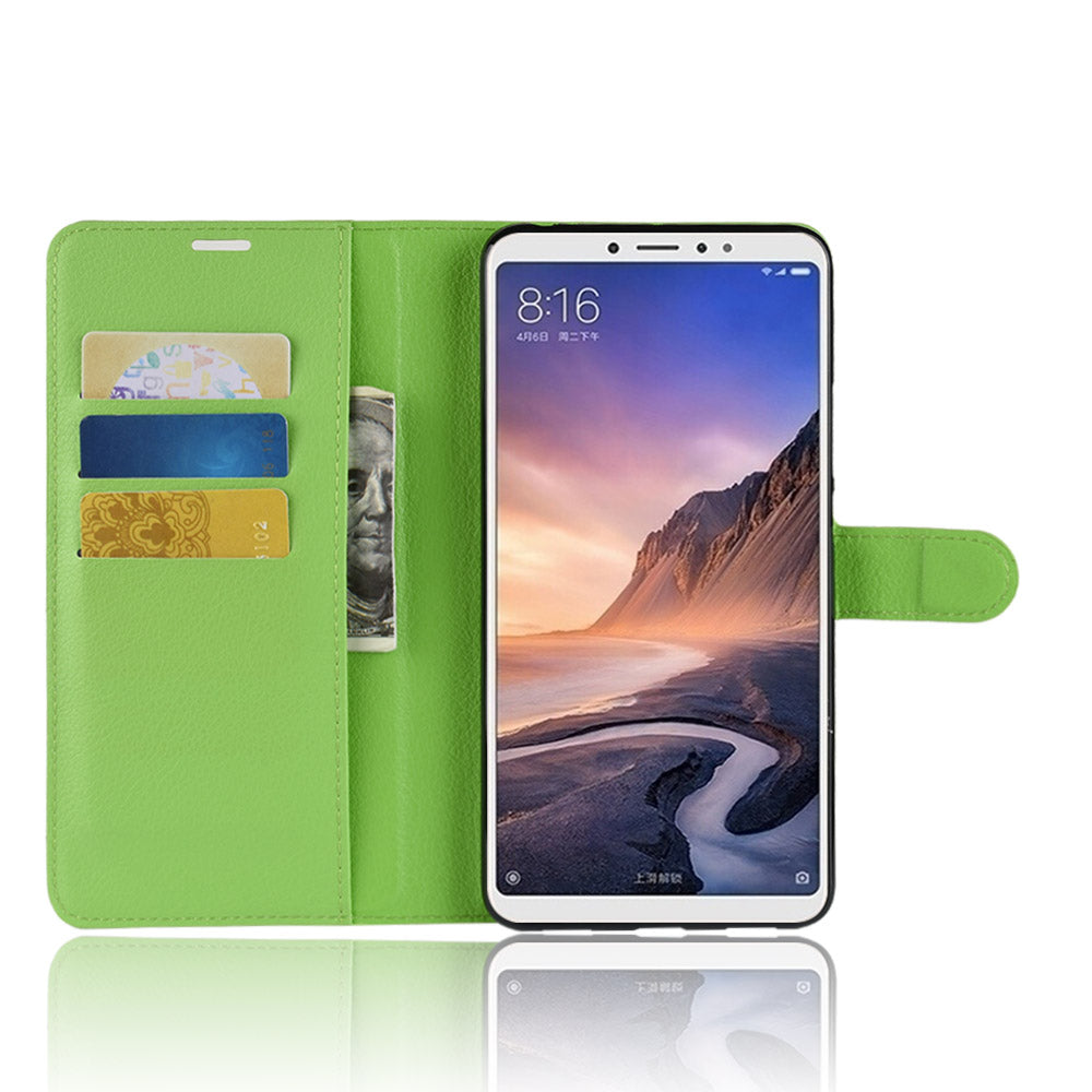 Litchi Skin Wallet Leather Stand Case for Xiaomi Mi Max 3