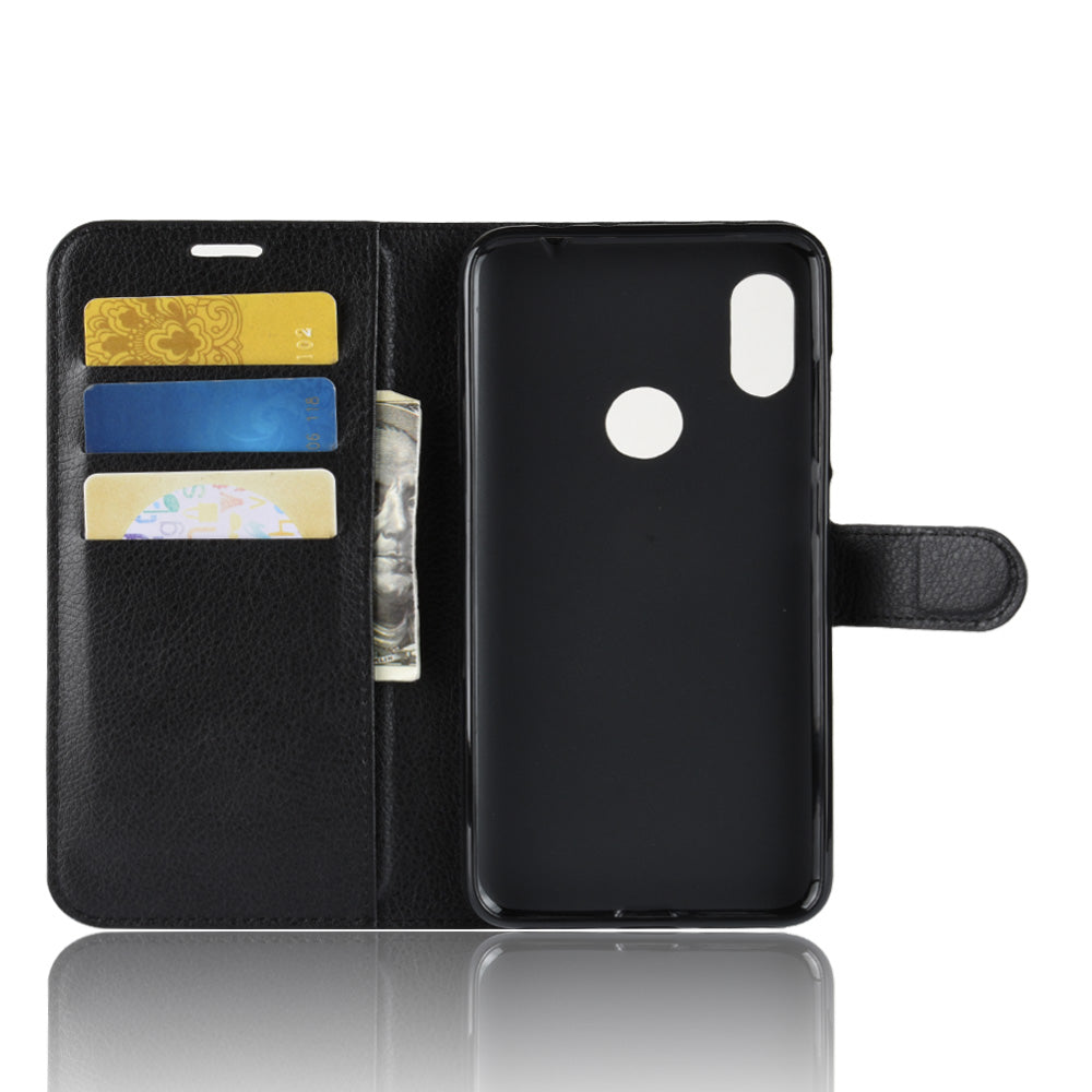 Litchi Texture Wallet Stand Leather Mobile Phone Case for Xiaomi Redmi Note 6 Pro