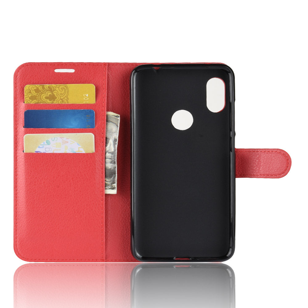Litchi Texture Wallet Stand Leather Mobile Phone Case for Xiaomi Redmi Note 6 Pro