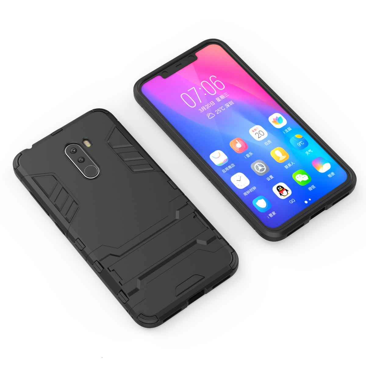 Cool Guard Plastic TPU Hybrid Case with Kickstand for Xiaomi Pocophone F1 / Poco F1 (India)