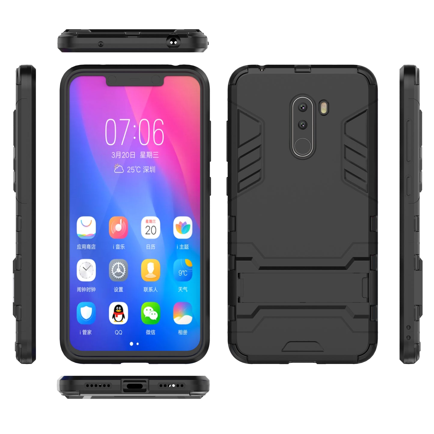 Cool Guard Plastic TPU Hybrid Case with Kickstand for Xiaomi Pocophone F1 / Poco F1 (India)