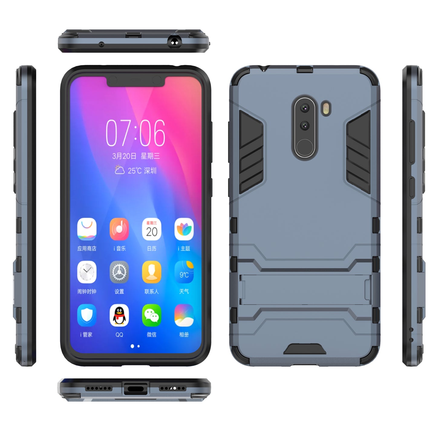 Cool Guard Plastic TPU Hybrid Case with Kickstand for Xiaomi Pocophone F1 / Poco F1 (India)