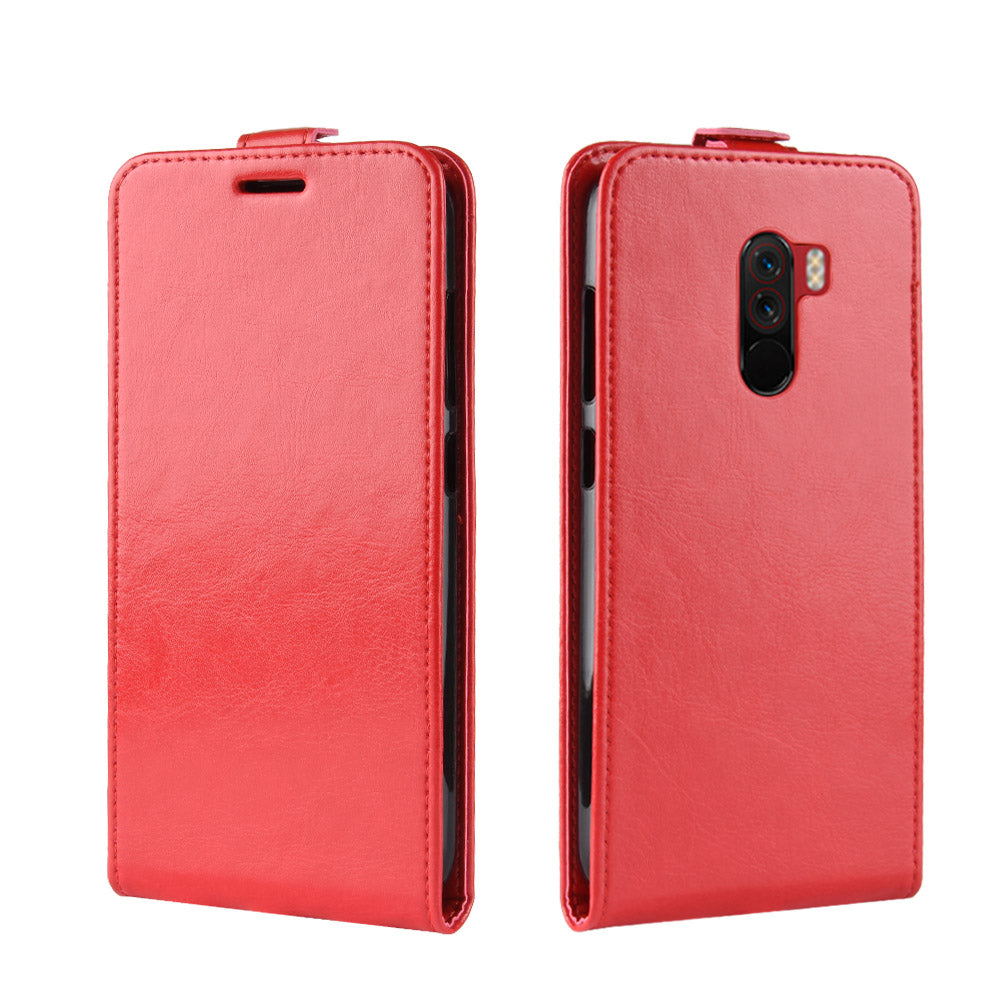 Crazy Horse Vertical Flip Card Holder Leather Cover for Xiaomi Pocophone F1 / Poco F1 (India)