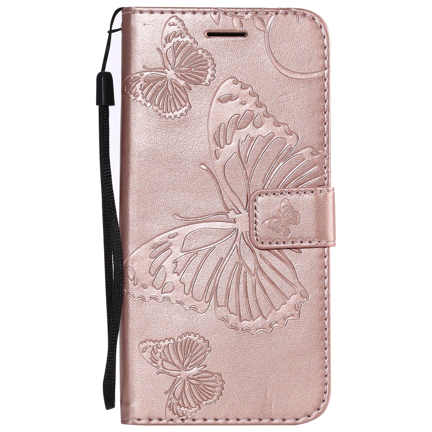 KT Imprinting Flower Series-2 Imprinted Butterfly Wallet Magnetic Stand Leather Cell Phone Shell for Xiaomi Mi A2 Lite / Redmi 6 Pro