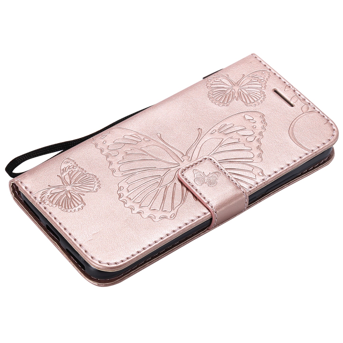 KT Imprinting Flower Series-2 Imprinted Butterfly Wallet Magnetic Stand Leather Cell Phone Shell for Xiaomi Mi A2 Lite / Redmi 6 Pro