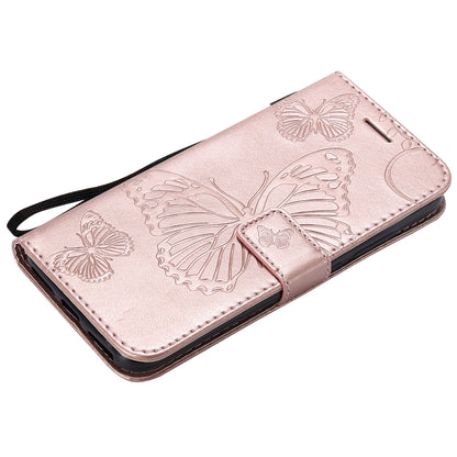 KT Imprinting Flower Series-2 Imprinted Butterfly Wallet Magnetic Stand Leather Cell Phone Shell for Xiaomi Mi A2 Lite / Redmi 6 Pro