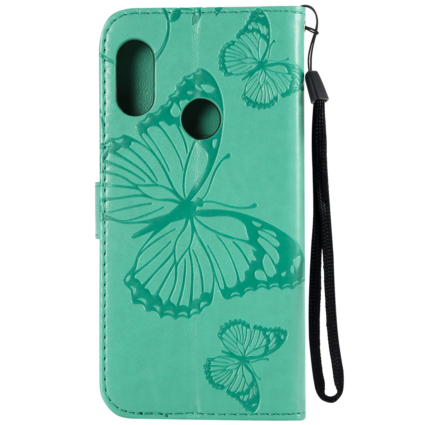 KT Imprinting Flower Series-2 Imprinted Butterfly Wallet Magnetic Stand Leather Cell Phone Shell for Xiaomi Mi A2 Lite / Redmi 6 Pro