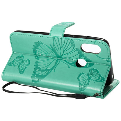 KT Imprinting Flower Series-2 Imprinted Butterfly Wallet Magnetic Stand Leather Cell Phone Shell for Xiaomi Mi A2 Lite / Redmi 6 Pro