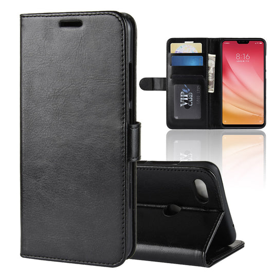 Crazy Horse Wallet Stand Leather Cellphone Case for Xiaomi Mi 8 Lite/Mi 8 Youth (Mi 8X)