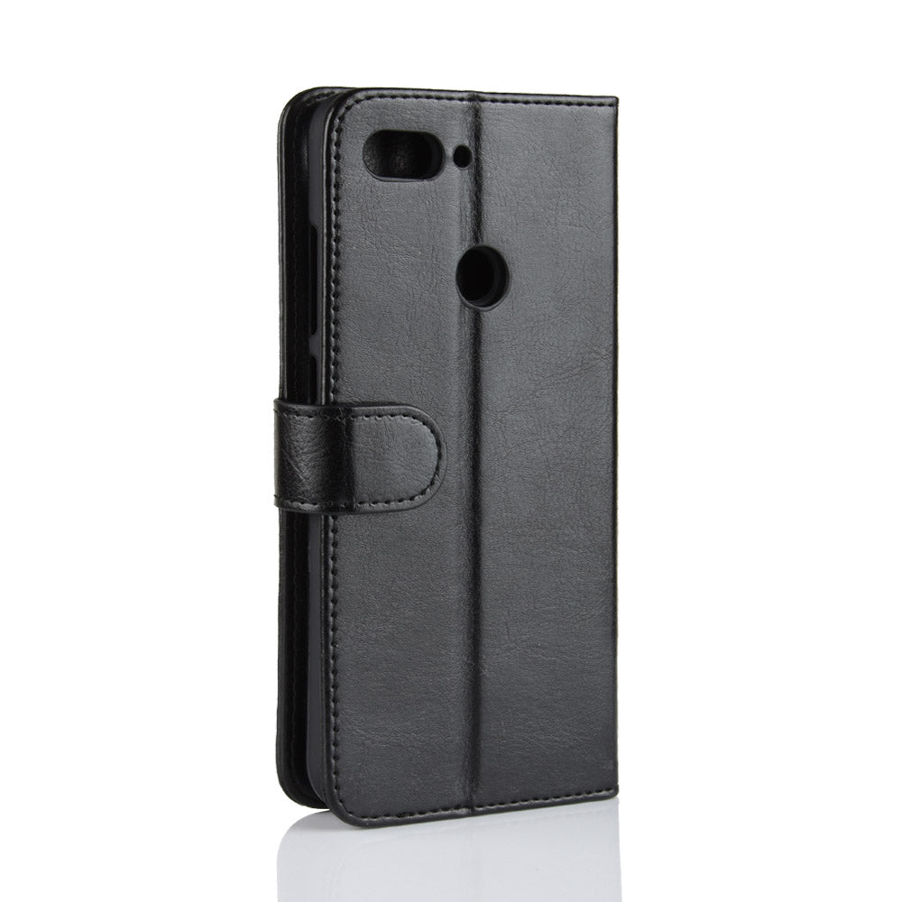 Crazy Horse Wallet Stand Leather Cellphone Case for Xiaomi Mi 8 Lite/Mi 8 Youth (Mi 8X)