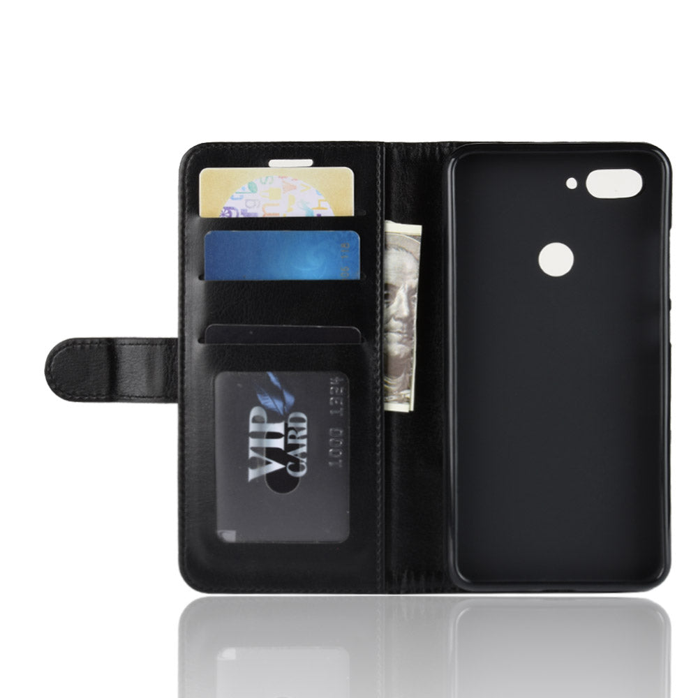 Crazy Horse Wallet Stand Leather Cellphone Case for Xiaomi Mi 8 Lite/Mi 8 Youth (Mi 8X)