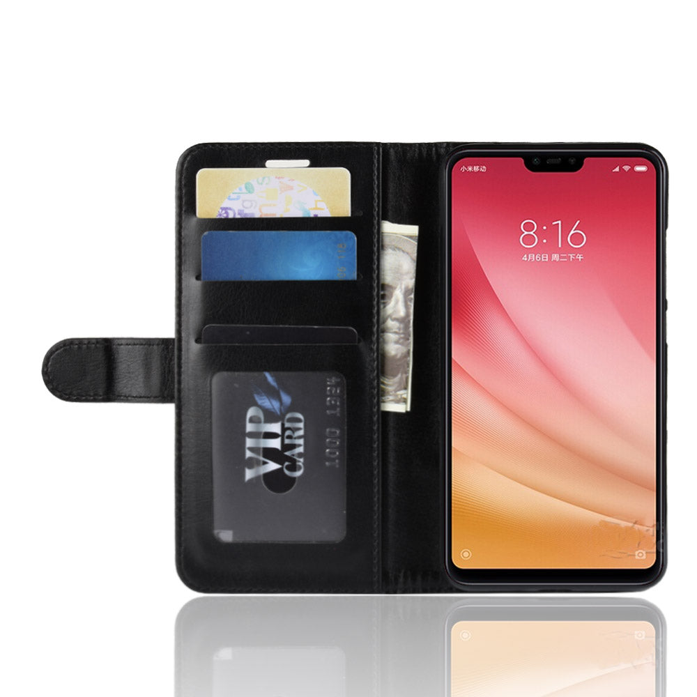 Crazy Horse Wallet Stand Leather Cellphone Case for Xiaomi Mi 8 Lite/Mi 8 Youth (Mi 8X)