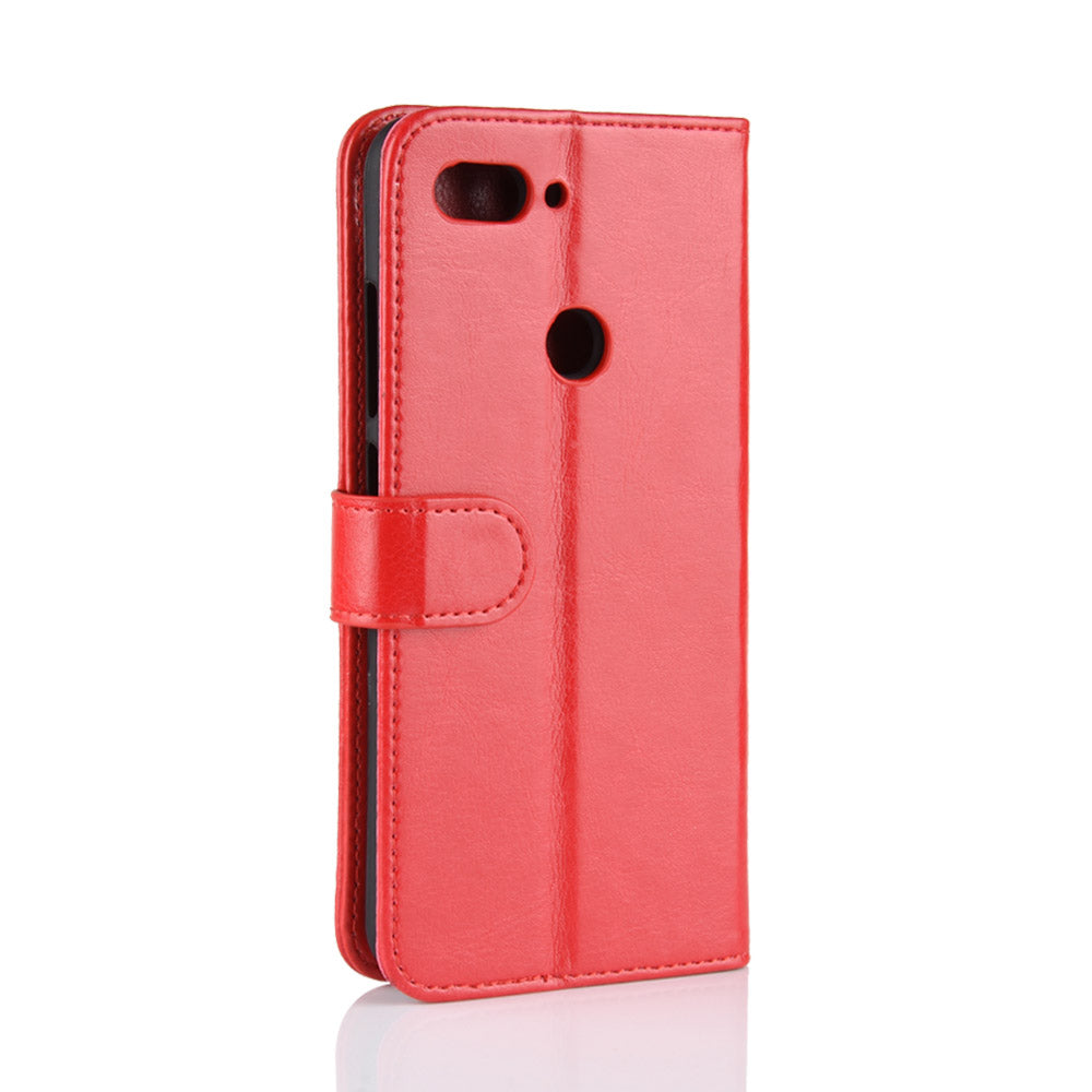 Crazy Horse Wallet Stand Leather Cellphone Case for Xiaomi Mi 8 Lite/Mi 8 Youth (Mi 8X)