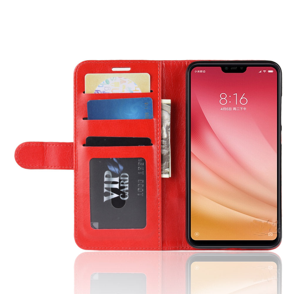 Crazy Horse Wallet Stand Leather Cellphone Case for Xiaomi Mi 8 Lite/Mi 8 Youth (Mi 8X)