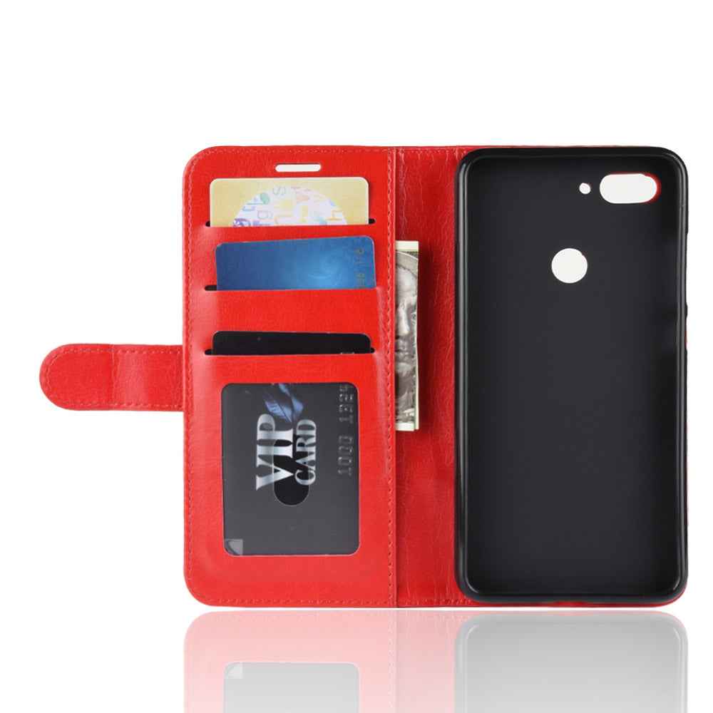 Crazy Horse Wallet Stand Leather Cellphone Case for Xiaomi Mi 8 Lite/Mi 8 Youth (Mi 8X)