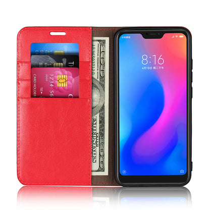 Crazy Horse Wallet Stand Genuine Leather Cover for Xiaomi Mi A2 Lite/Redmi 6 Pro