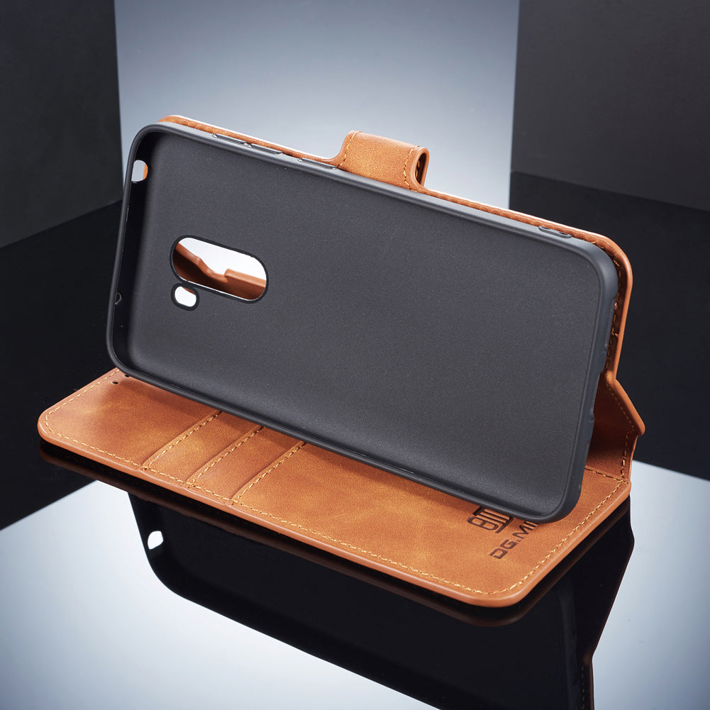 DG.MING Retro Style Leather Wallet Case for Xiaomi Pocophone F1 / Poco F1 in India