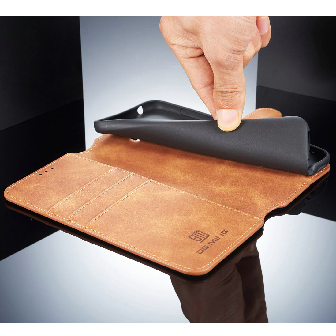 DG.MING Retro Style Leather Wallet Case for Xiaomi Pocophone F1 / Poco F1 in India