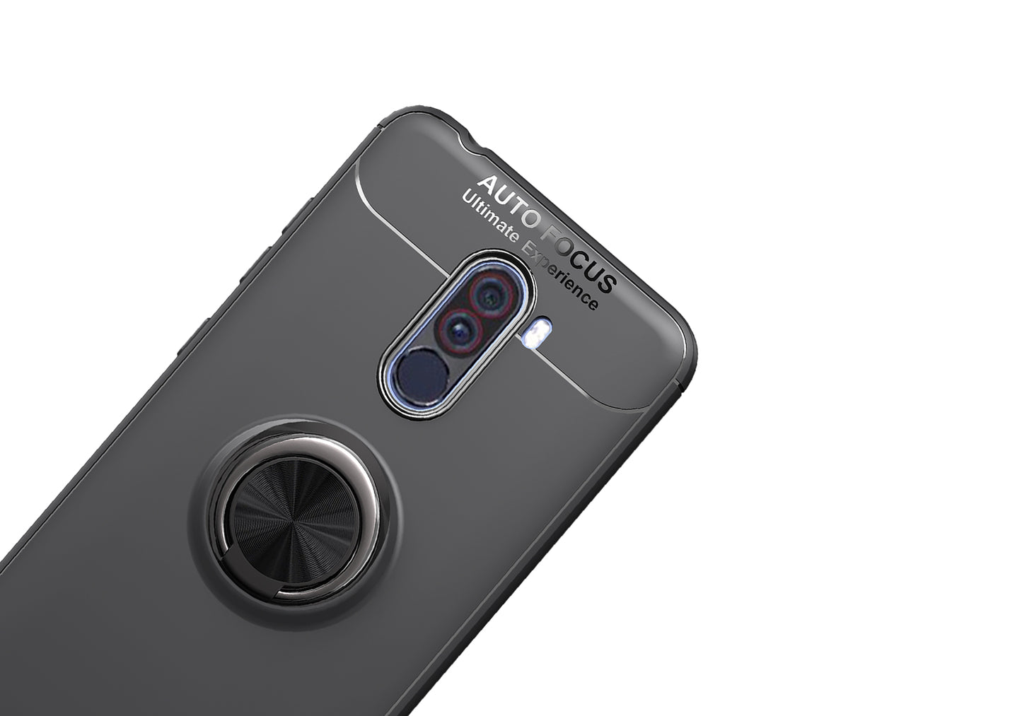 LENUO for Xiaomi Pocophone F1/Poco F1 Metal Ring Kickstand TPU Case Built-in Magnetic Metal Sheet