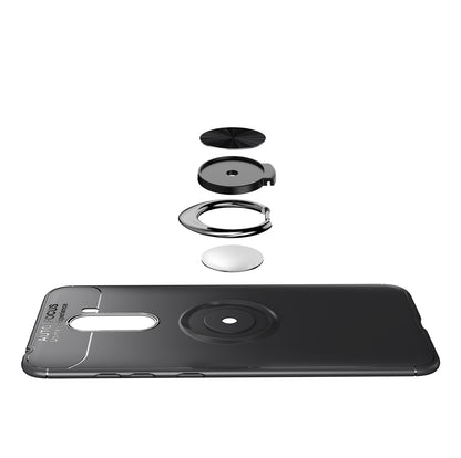 LENUO for Xiaomi Pocophone F1/Poco F1 Metal Ring Kickstand TPU Case Built-in Magnetic Metal Sheet