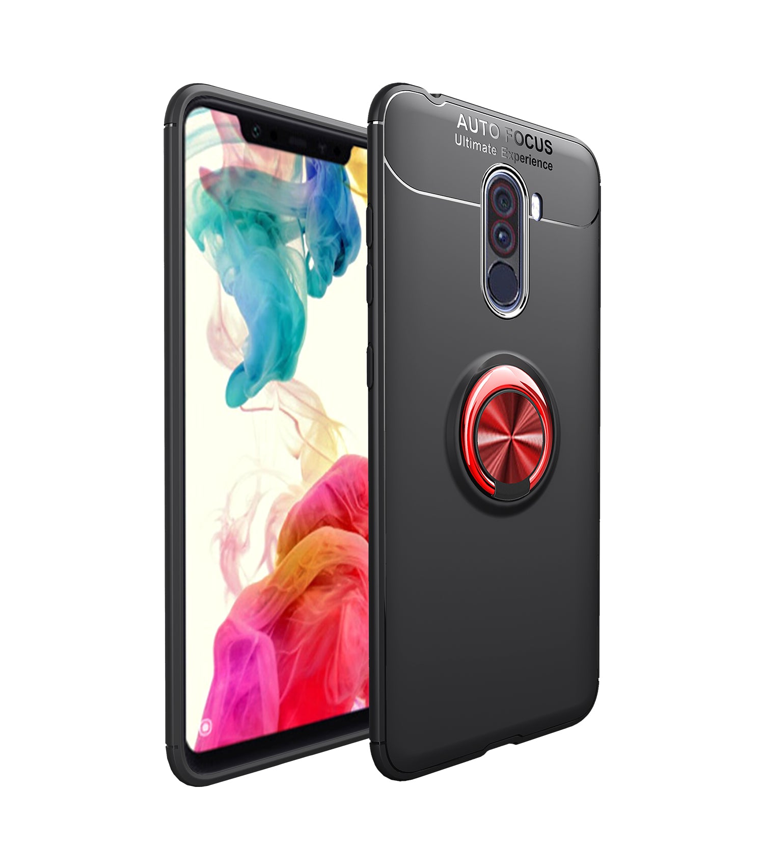 LENUO for Xiaomi Pocophone F1/Poco F1 Metal Ring Kickstand TPU Case Built-in Magnetic Metal Sheet