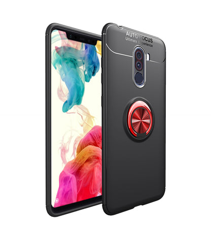 LENUO for Xiaomi Pocophone F1/Poco F1 Metal Ring Kickstand TPU Case Built-in Magnetic Metal Sheet