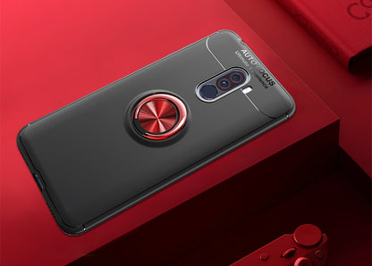 LENUO for Xiaomi Pocophone F1/Poco F1 Metal Ring Kickstand TPU Case Built-in Magnetic Metal Sheet