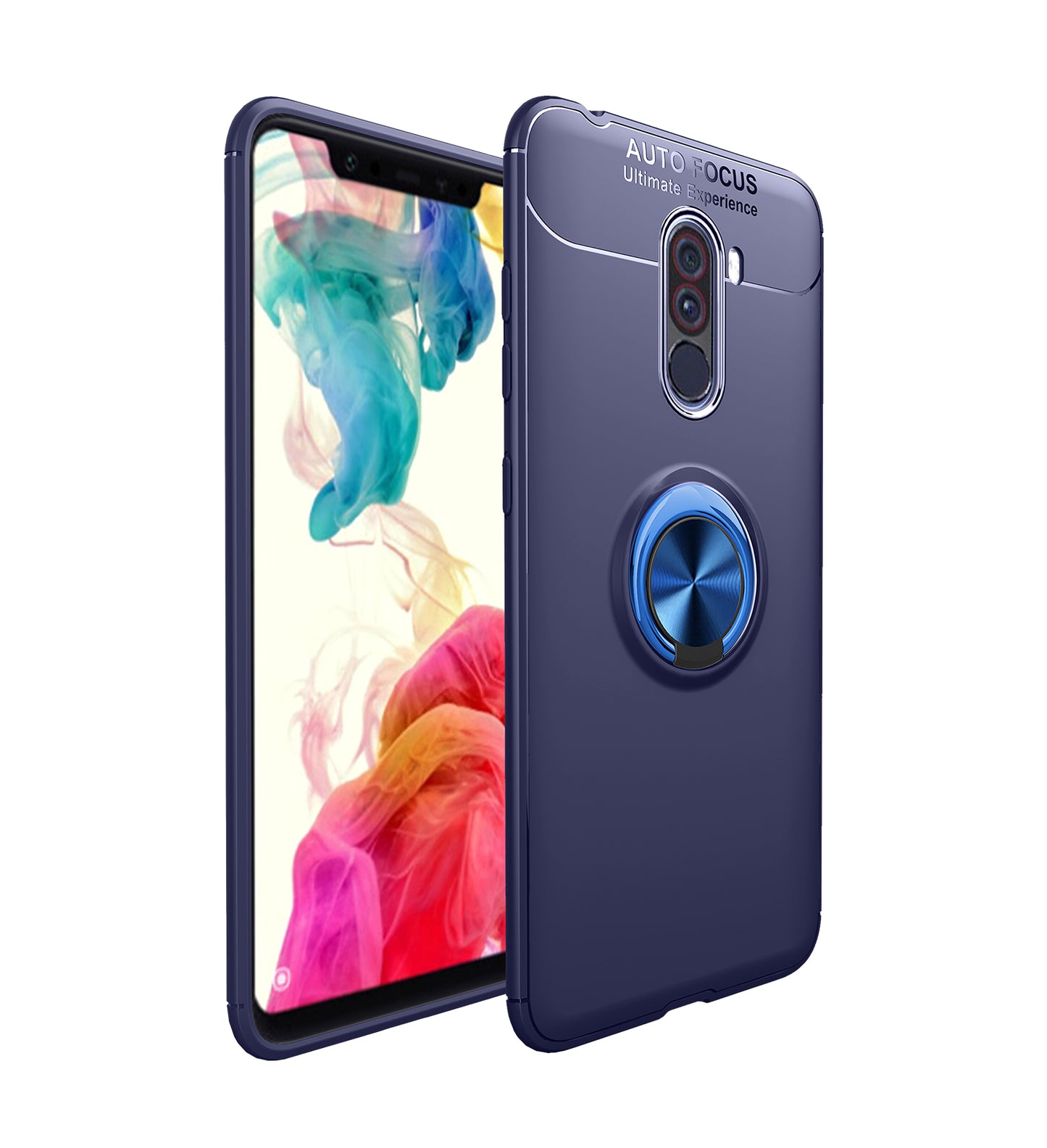 LENUO for Xiaomi Pocophone F1/Poco F1 Metal Ring Kickstand TPU Case Built-in Magnetic Metal Sheet