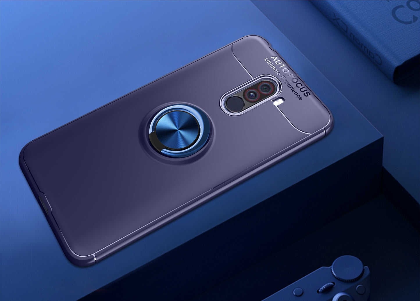 LENUO for Xiaomi Pocophone F1/Poco F1 Metal Ring Kickstand TPU Case Built-in Magnetic Metal Sheet