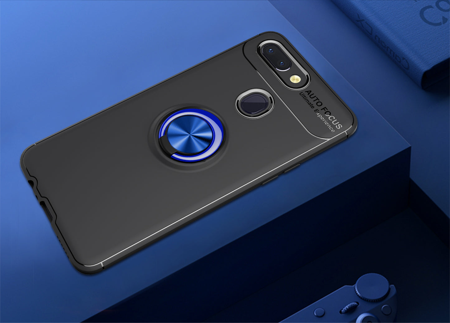 LENUO for Xiaomi Mi 8 Lite / Mi 8 Youth (Mi 8X) Metal Ring Kickstand TPU Cell Phone Case Built-in Magnetic Metal Sheet