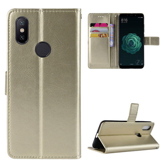 Crazy Horse Wallet Stand Leather Protective Cover for Xiaomi Mi A2 Lite / Redmi 6 Pro