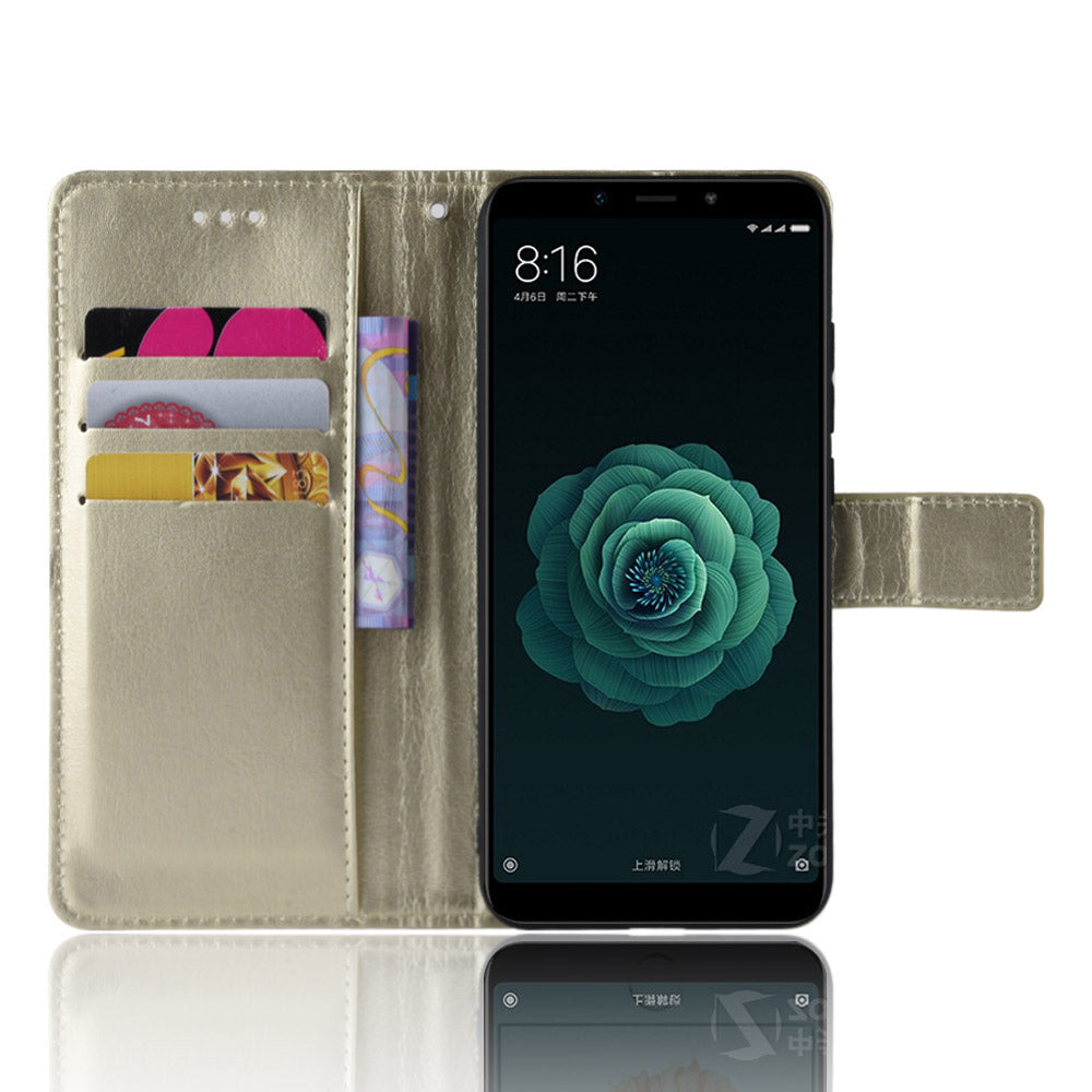 Crazy Horse Wallet Stand Leather Protective Cover for Xiaomi Mi A2 Lite / Redmi 6 Pro