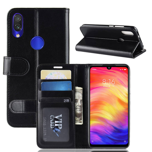 Crazy Horse PU Leather Stand Wallet Flip Case for Xiaomi Redmi Note 7S /Note 7 / Note 7 Pro (India)