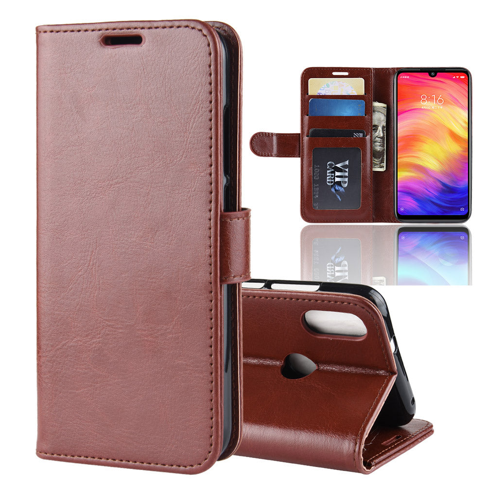 Crazy Horse PU Leather Stand Wallet Flip Case for Xiaomi Redmi Note 7S /Note 7 / Note 7 Pro (India)