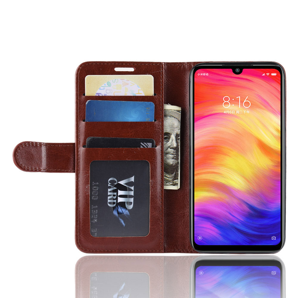Crazy Horse PU Leather Stand Wallet Flip Case for Xiaomi Redmi Note 7S /Note 7 / Note 7 Pro (India)