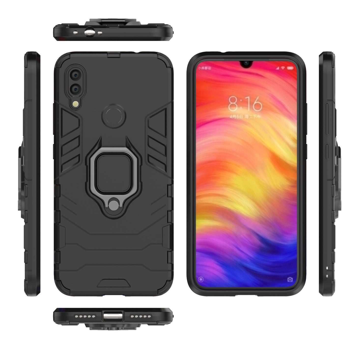 Cool Guard Ring Holder Kickstand PC TPU Hybrid Case for Xiaomi Redmi Note 7S /Note 7 / Note 7 Pro (India)