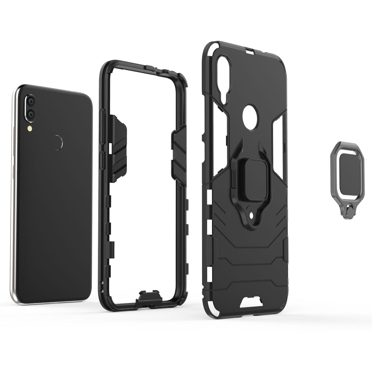 Cool Guard Ring Holder Kickstand PC TPU Hybrid Case for Xiaomi Redmi Note 7S /Note 7 / Note 7 Pro (India)