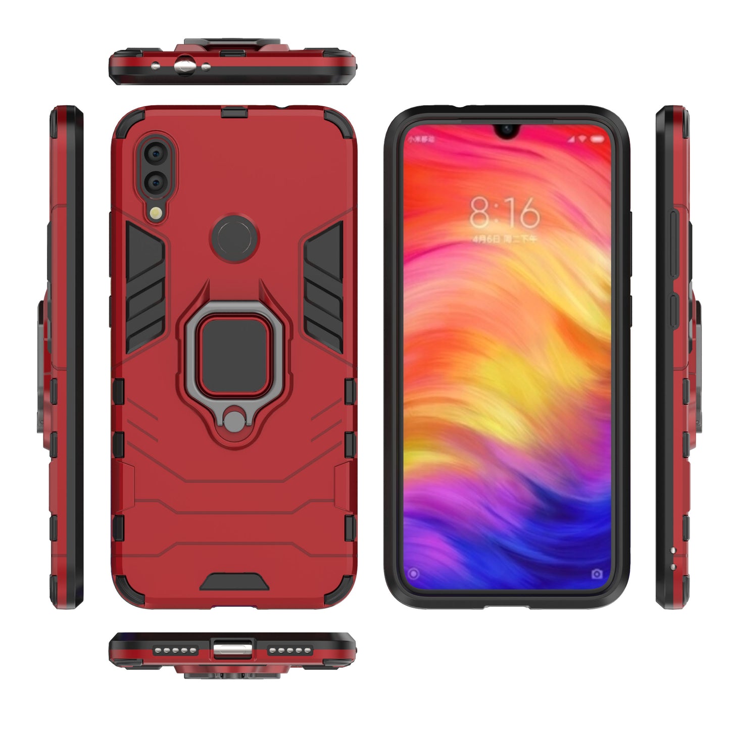 Cool Guard Ring Holder Kickstand PC TPU Hybrid Case for Xiaomi Redmi Note 7S /Note 7 / Note 7 Pro (India)