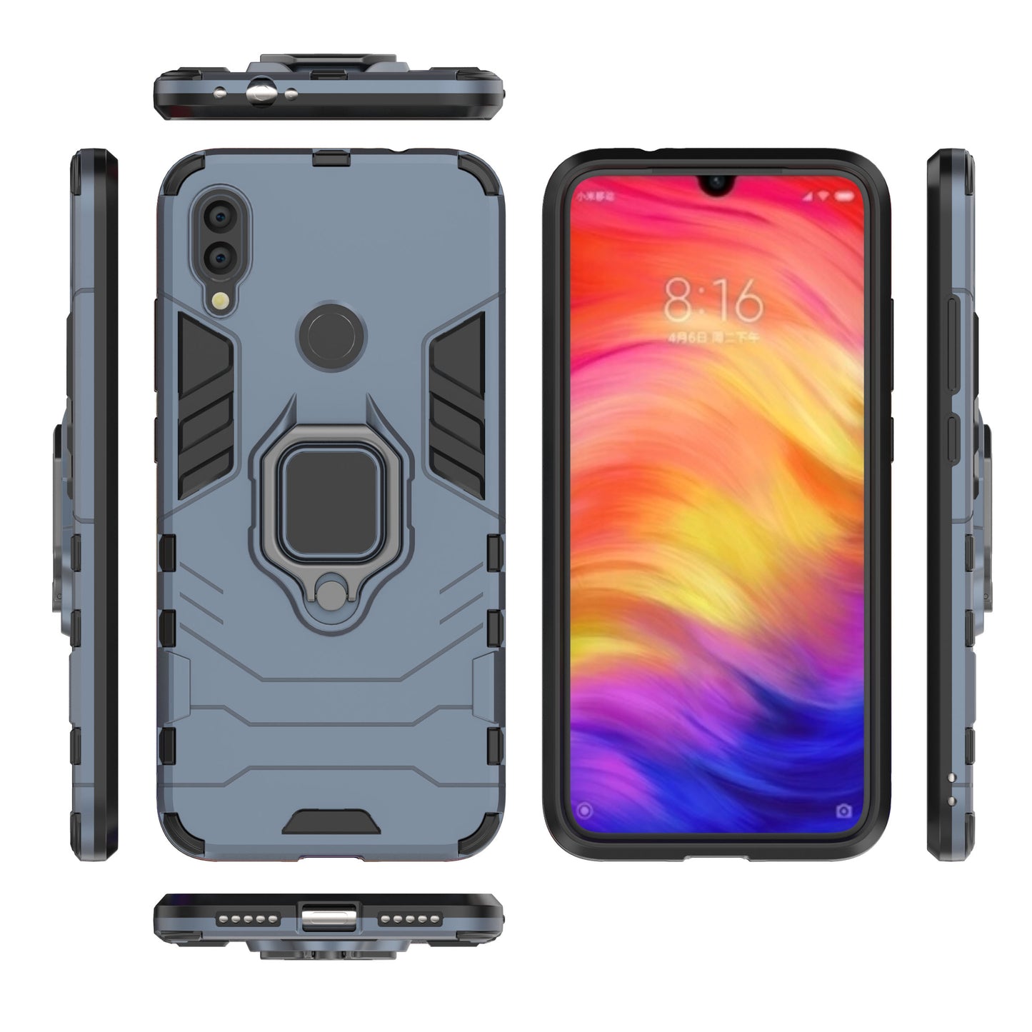 Cool Guard Ring Holder Kickstand PC TPU Hybrid Case for Xiaomi Redmi Note 7S /Note 7 / Note 7 Pro (India)