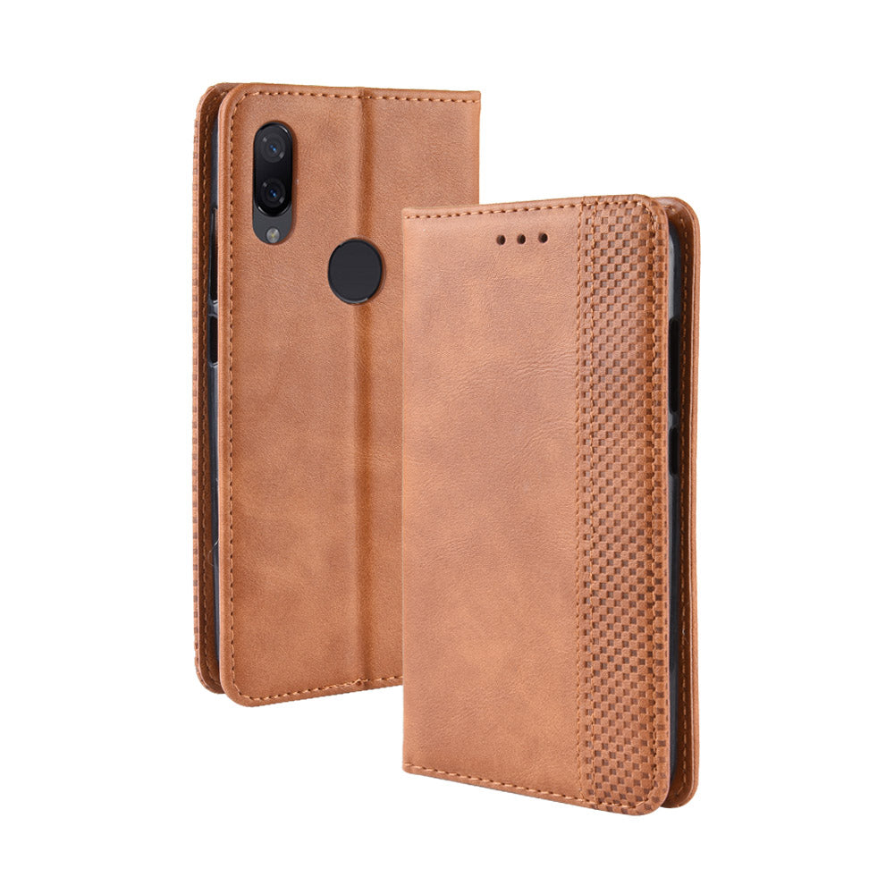 Vintage Style PU Leather Wallet Cover for Xiaomi Redmi Note 7S /Note 7 / Note 7 Pro (India)