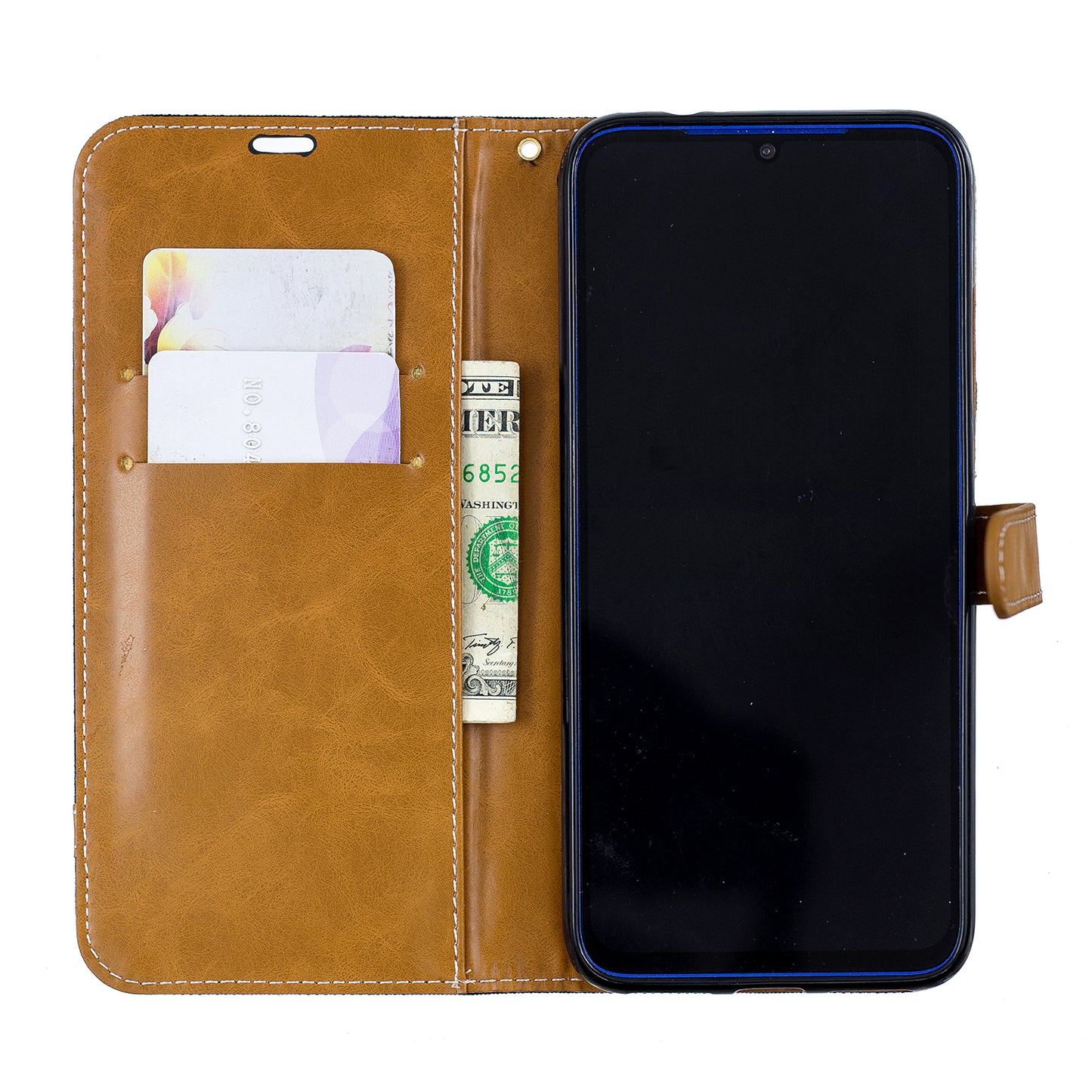 Two-tone Jean Cloth PU Leather Flip Case for Xiaomi Redmi Note 7S /Note 7 / Redmi Note 7 Pro (India)
