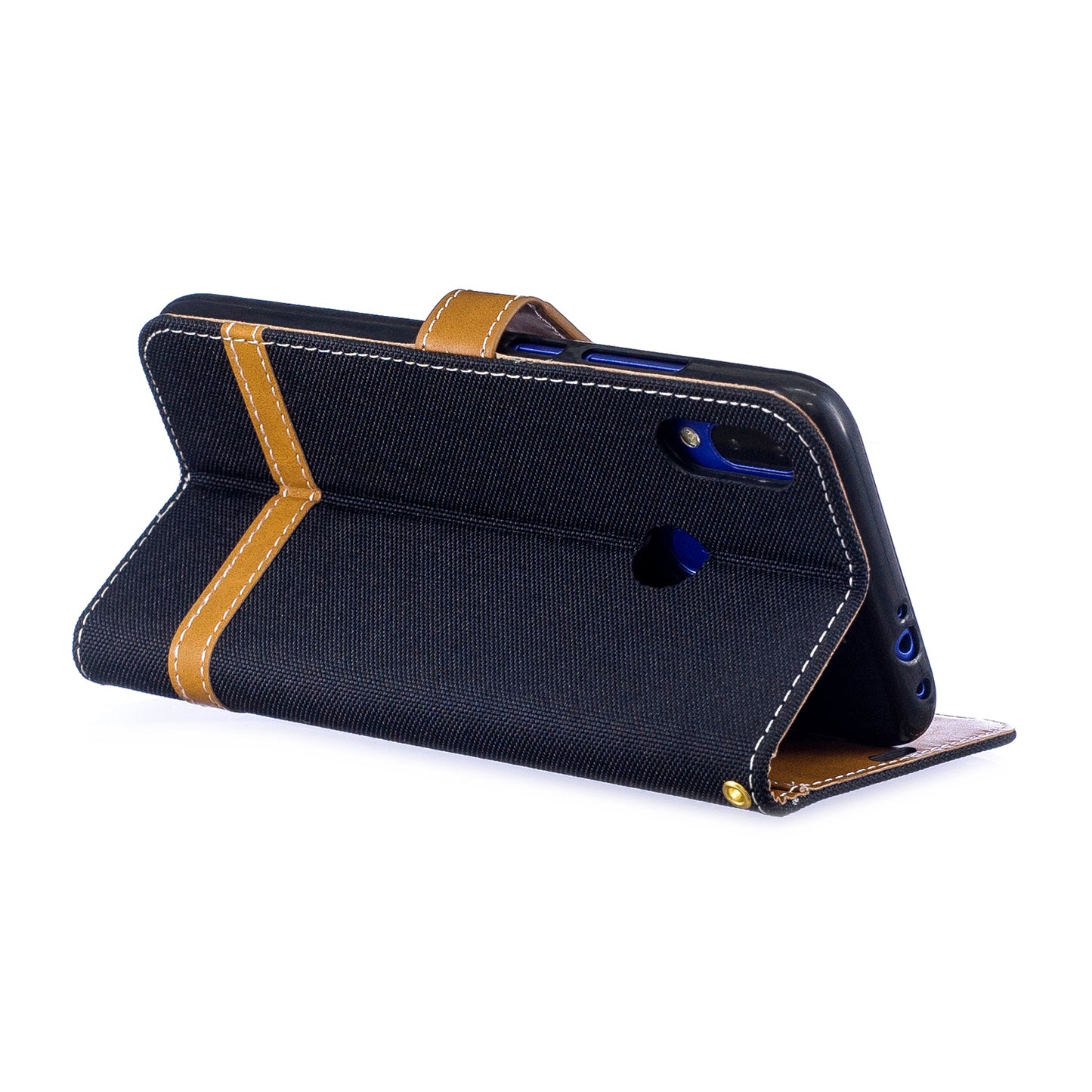 Two-tone Jean Cloth PU Leather Flip Case for Xiaomi Redmi Note 7S /Note 7 / Redmi Note 7 Pro (India)