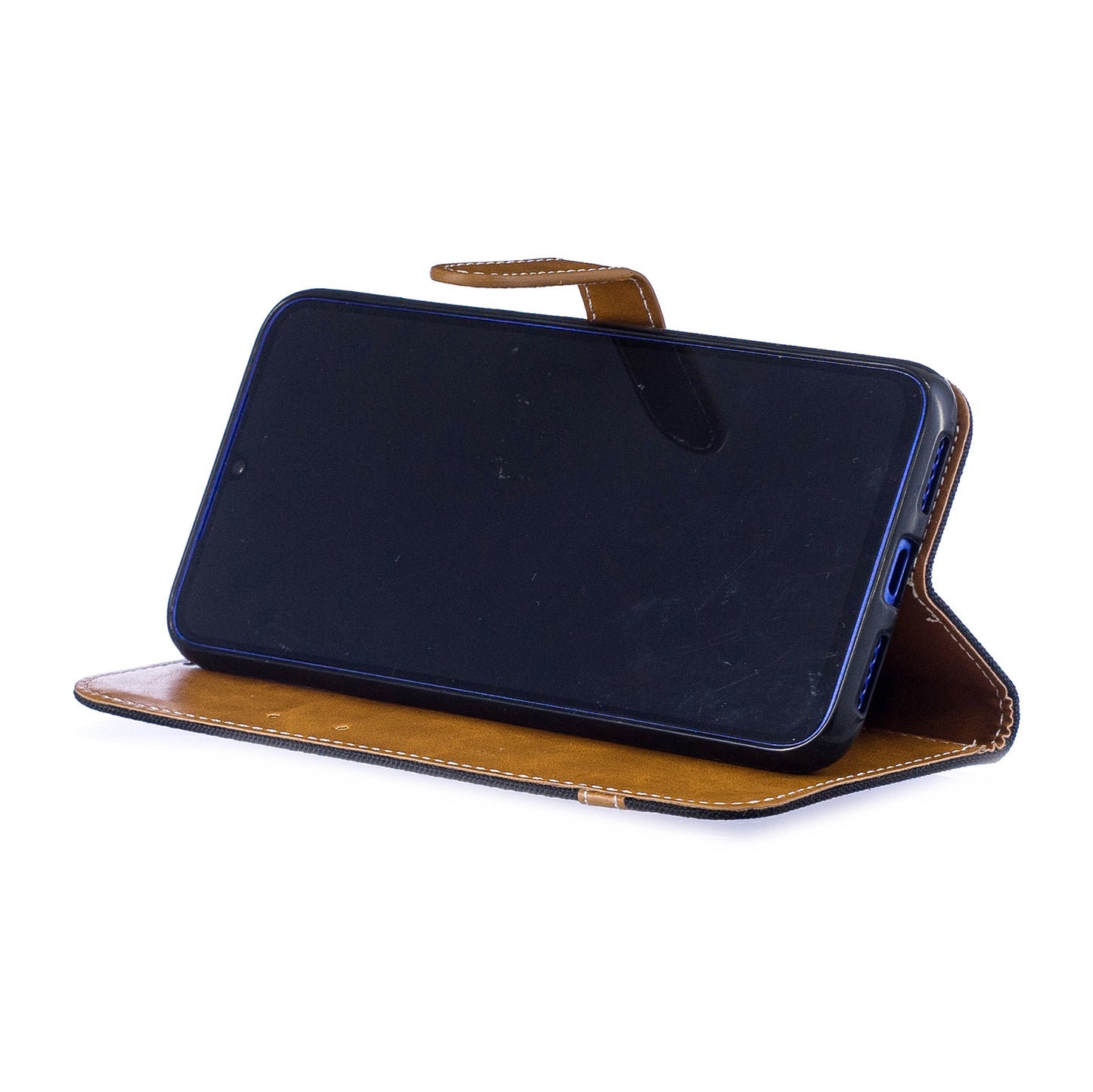 Two-tone Jean Cloth PU Leather Flip Case for Xiaomi Redmi Note 7S /Note 7 / Redmi Note 7 Pro (India)