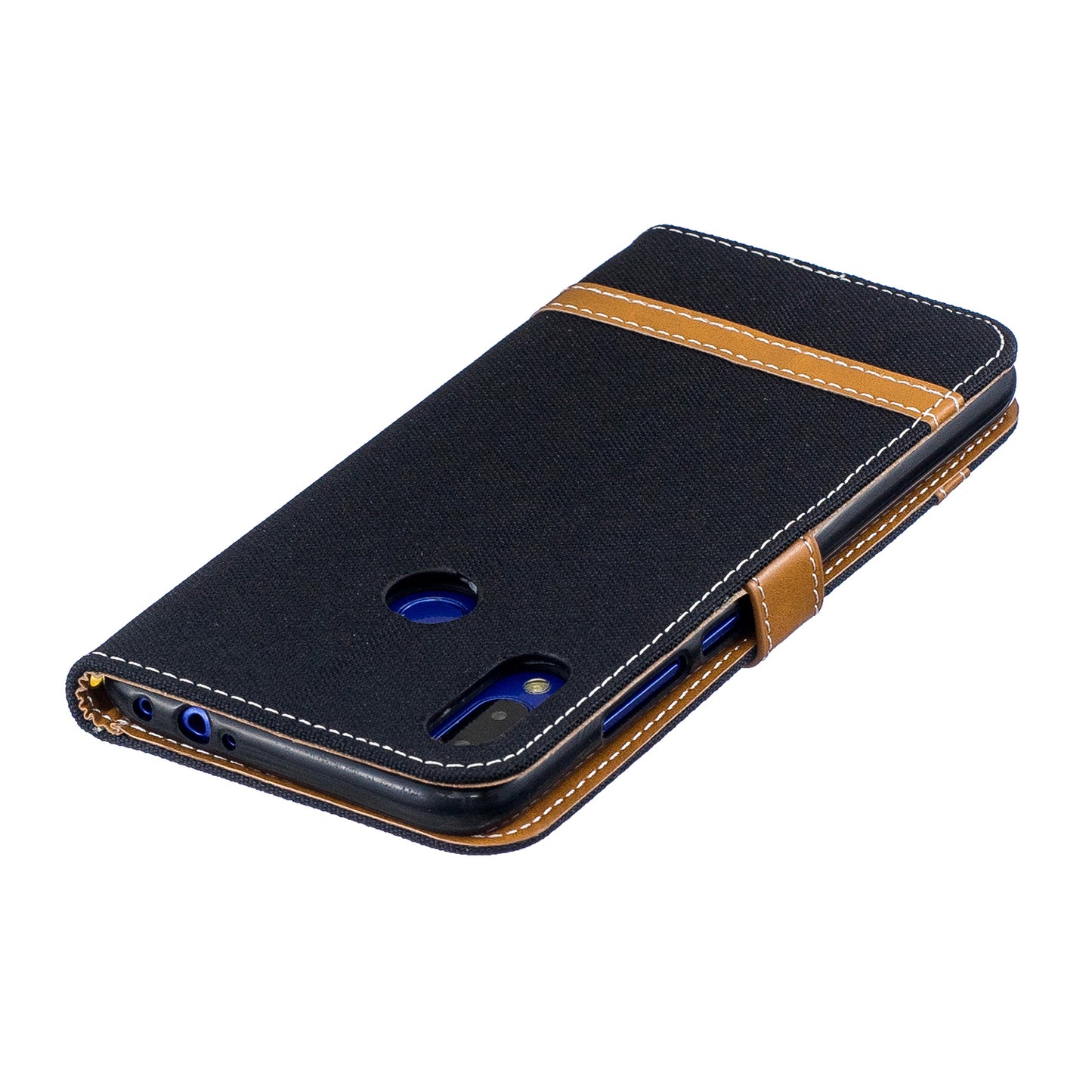 Two-tone Jean Cloth PU Leather Flip Case for Xiaomi Redmi Note 7S /Note 7 / Redmi Note 7 Pro (India)